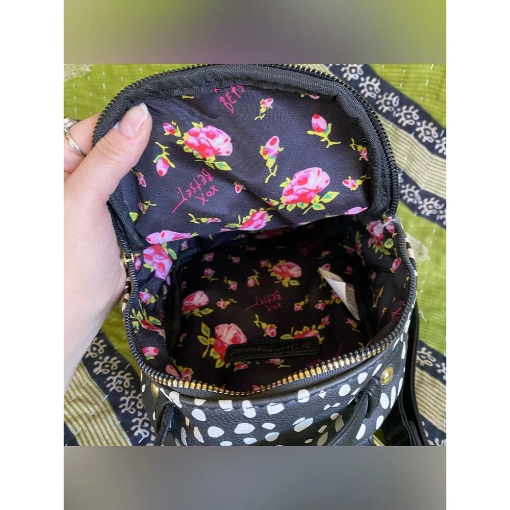 Betsey Johnson Black/ White Dalmatian Spot Puppy Mini Backpack Kawaii Harajuku